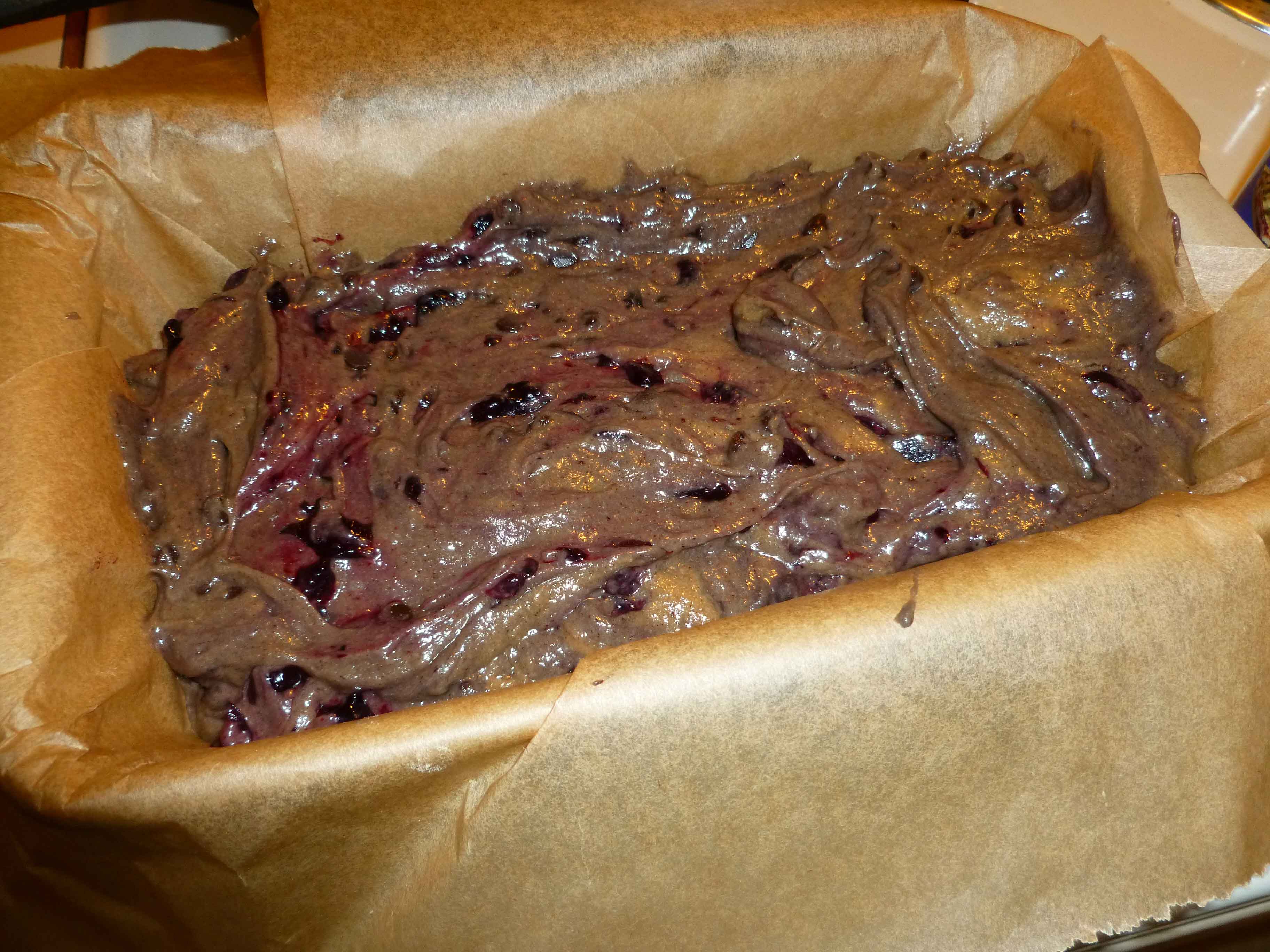 Batter in Parchment Lined Loaf Pan