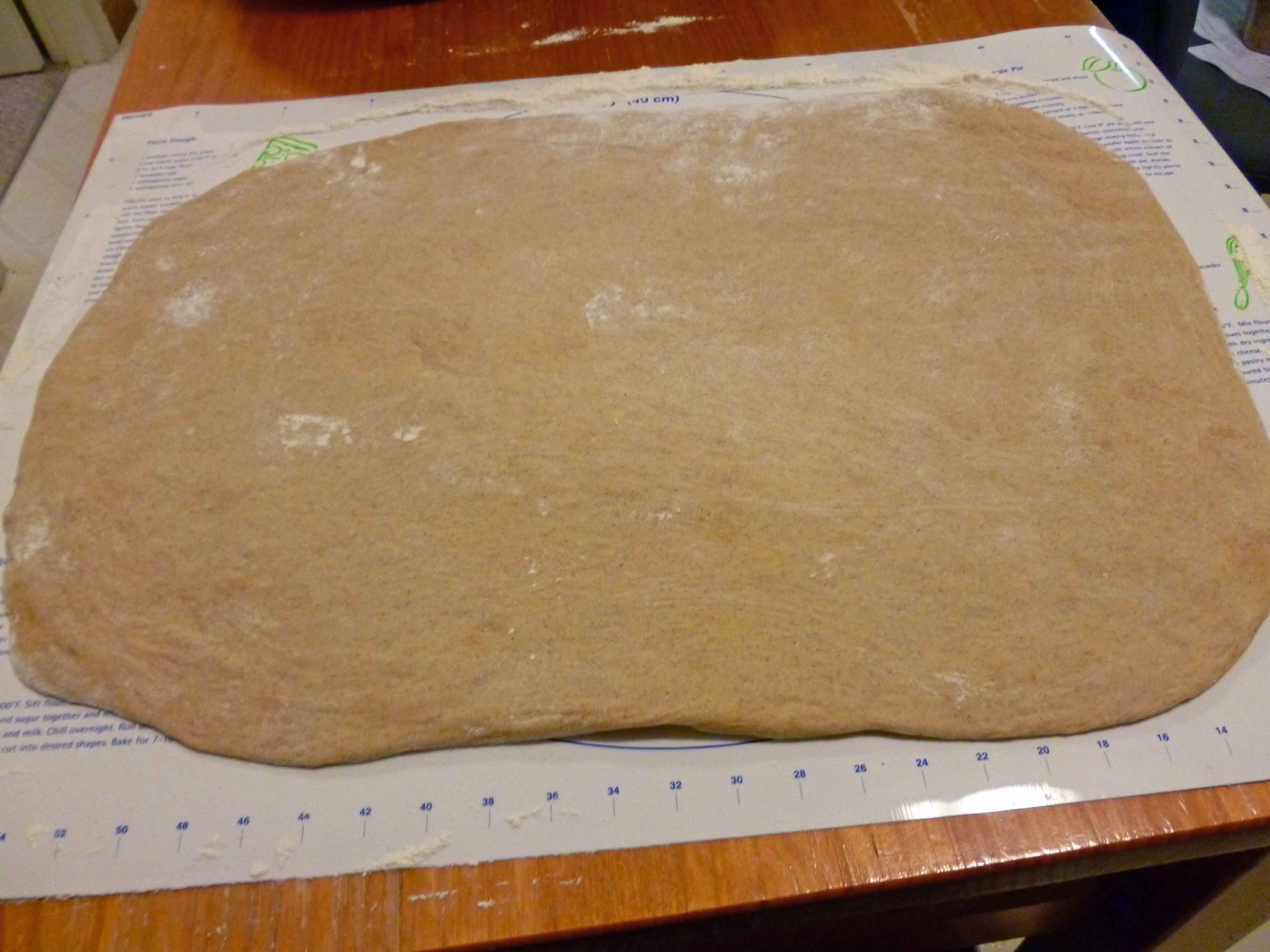 Dough rolled to a rectangular shape