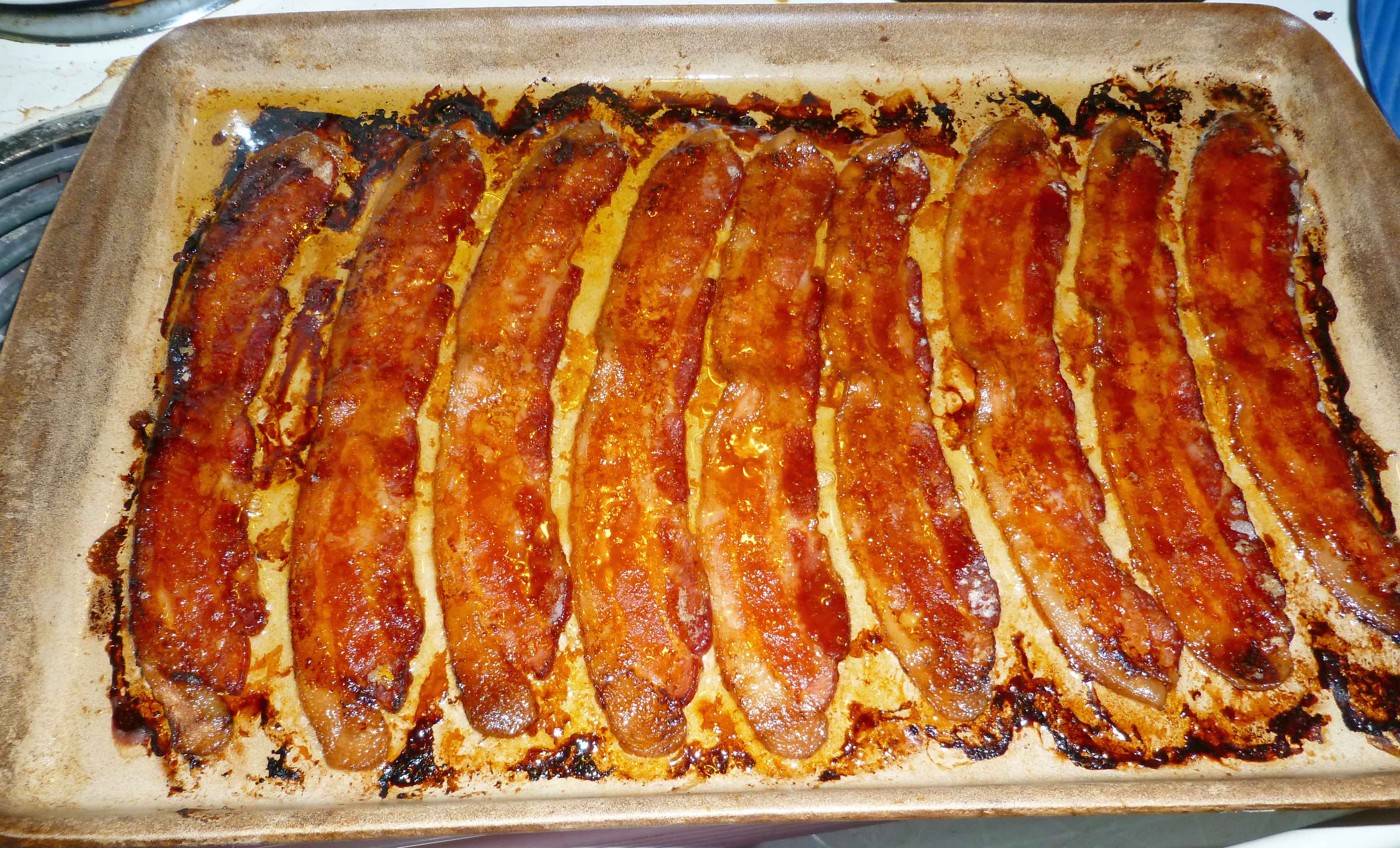 Bacon just out of the oven