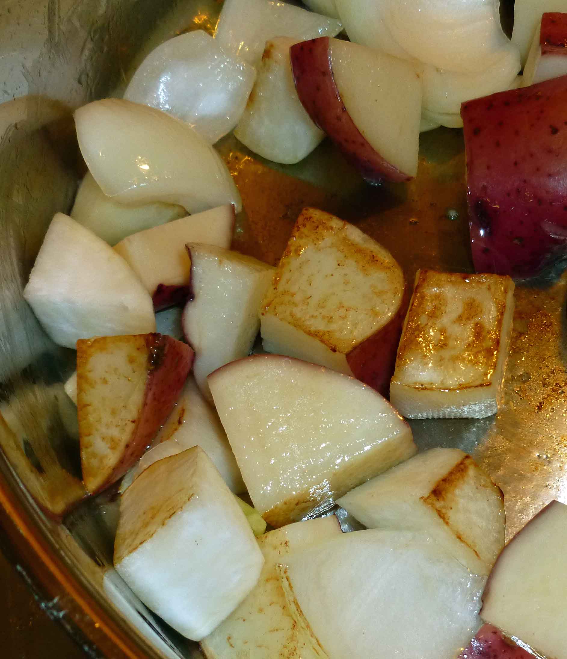 Browned Vegetables in Fry Pan