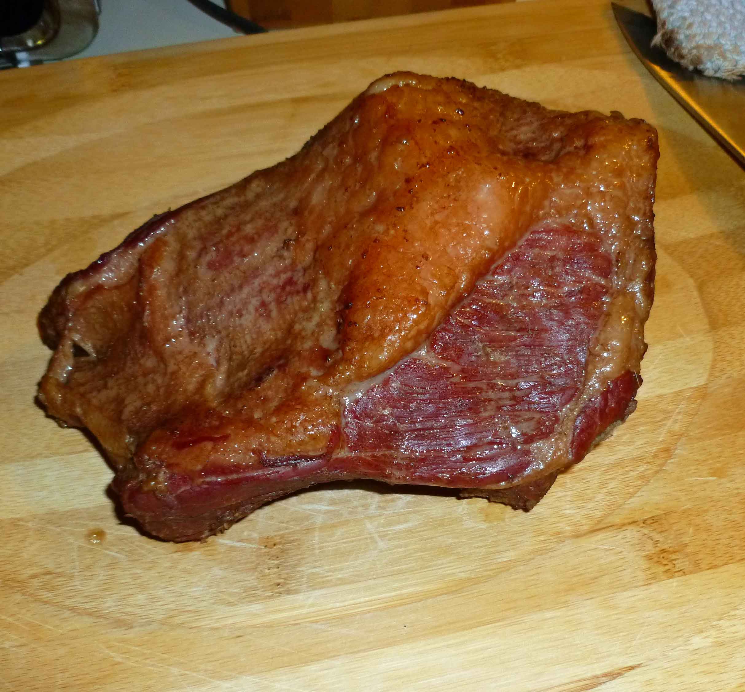 Cooked Corned Beef on Cutting Board