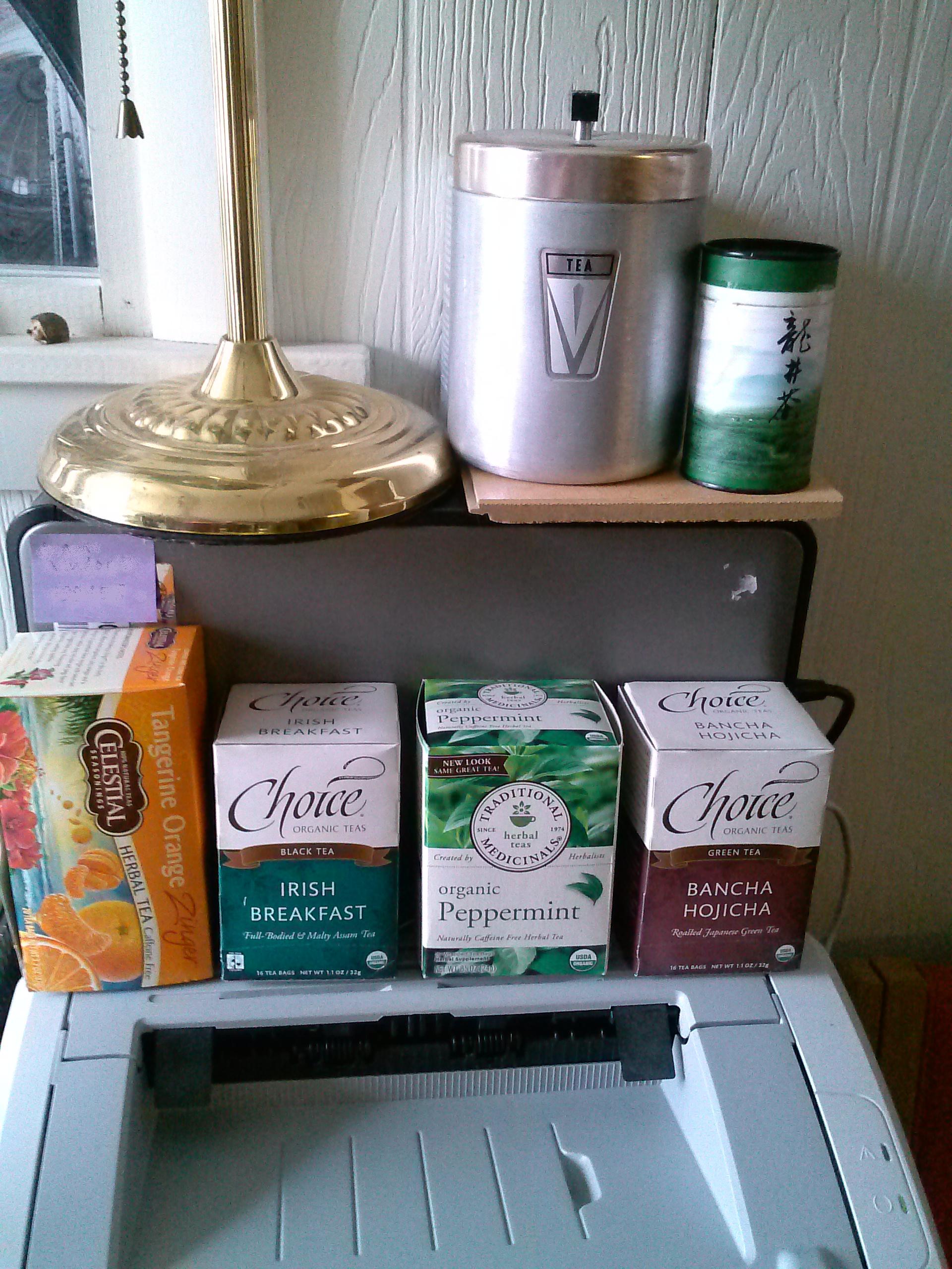 Office Tea Stash (does not include additional plain black tea and a few others in the closet)