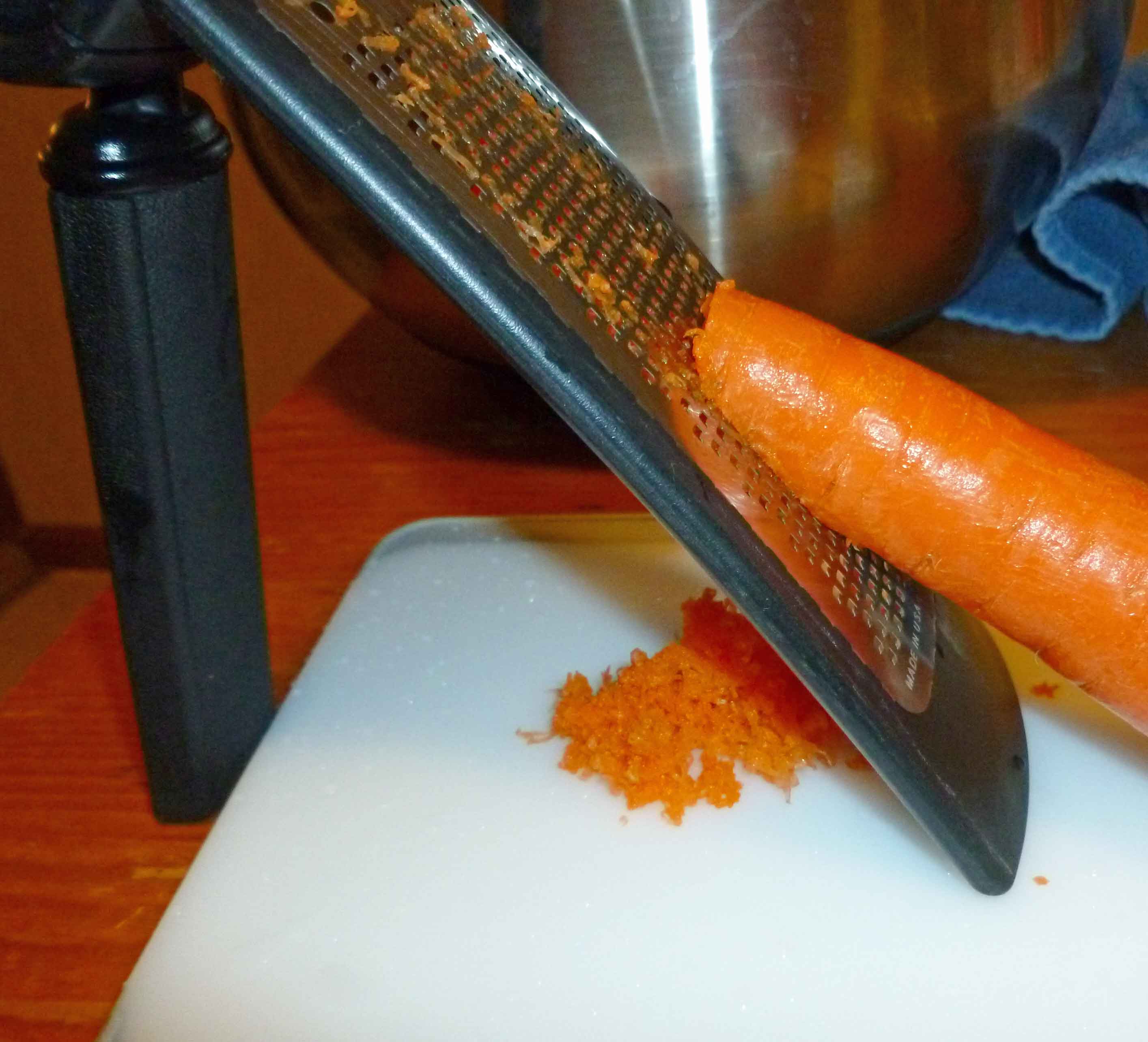 Carrots grated with a Microplane fine grater