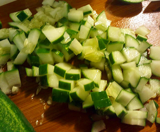 Cucumbers diced