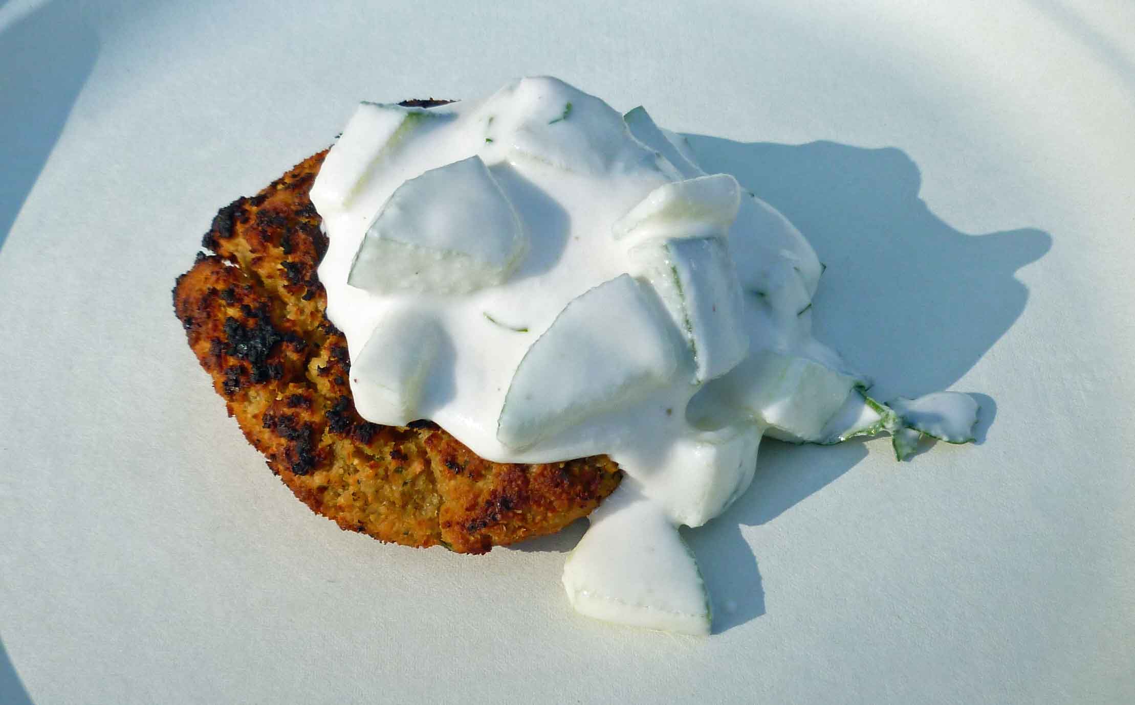 Falafel Burger (shown with Tzatziki Sauce)