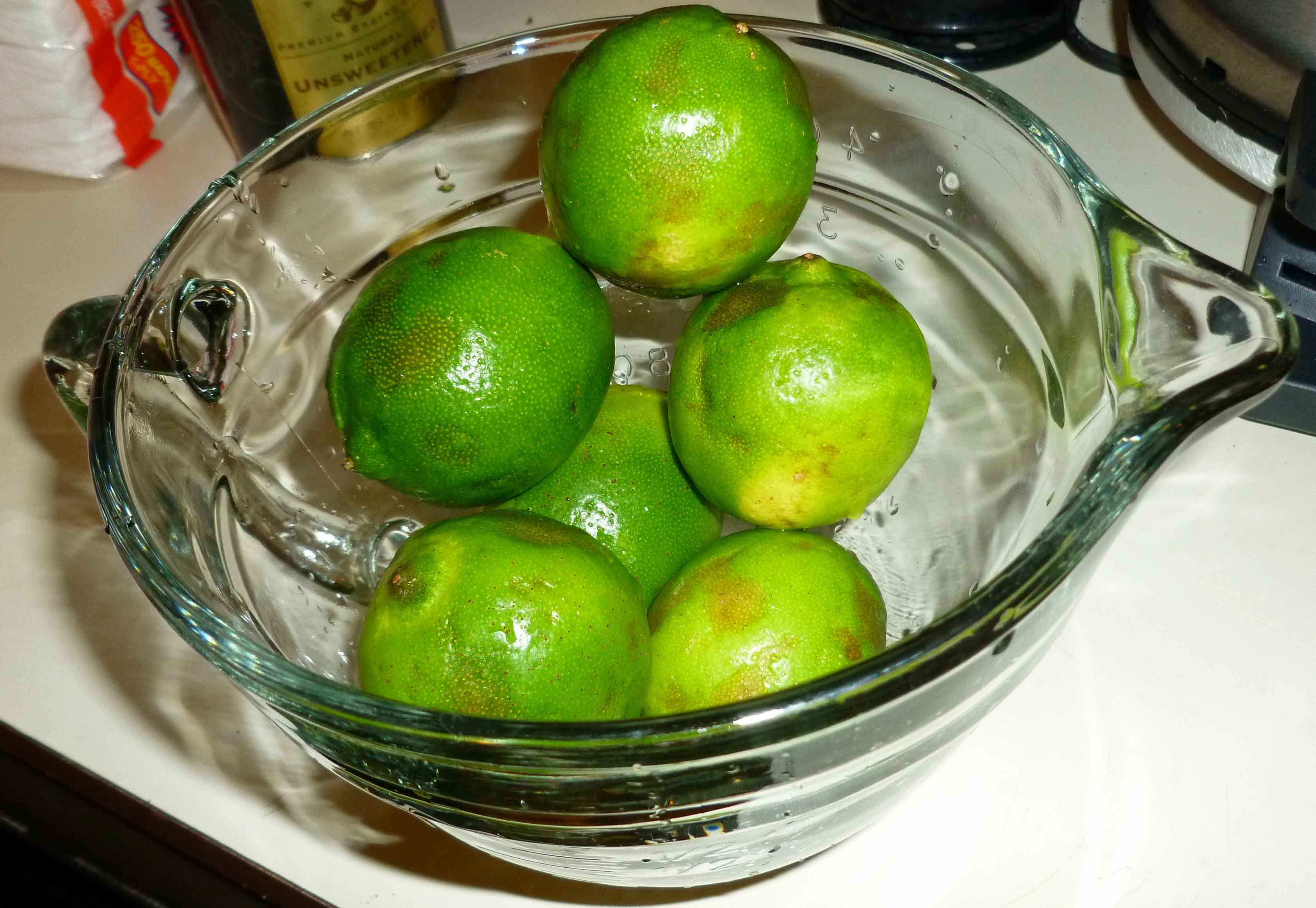 Limes in microwave safe bowl