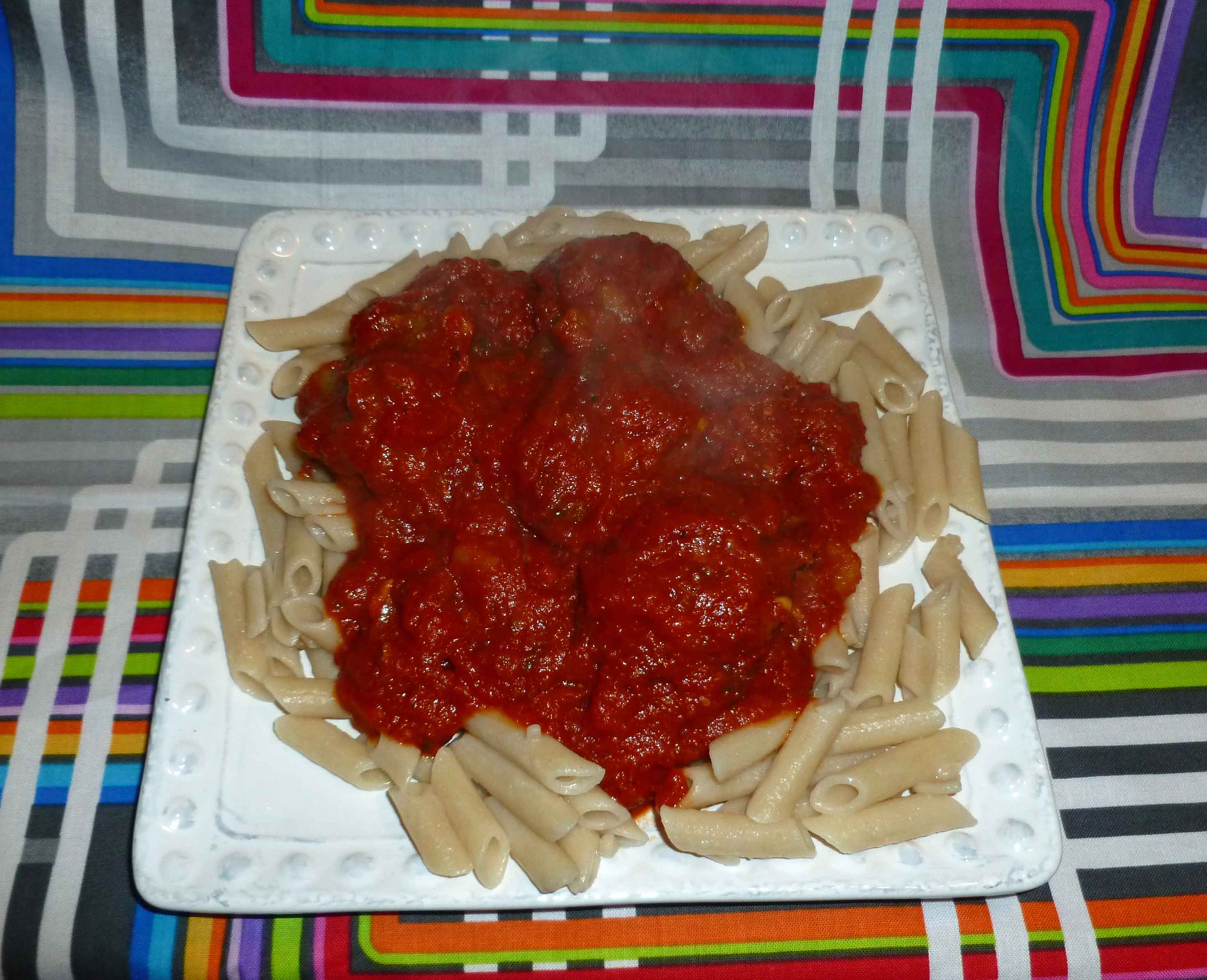 Quick-ish Marinara with Meatballs and Gluten Free Penne