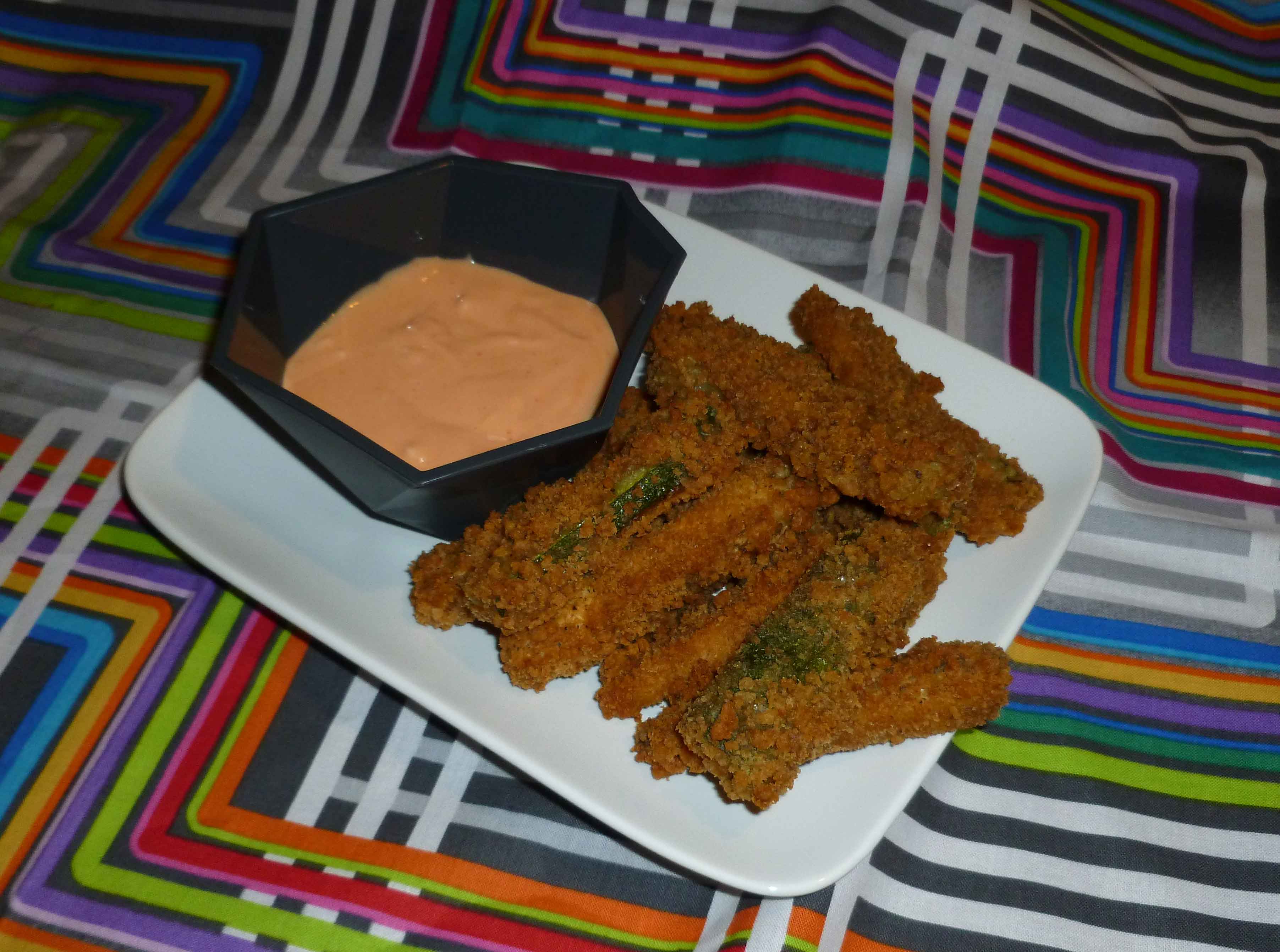 Baked Eggplant and Zucchini Fries with Spicy Mayo Dipping Sauce