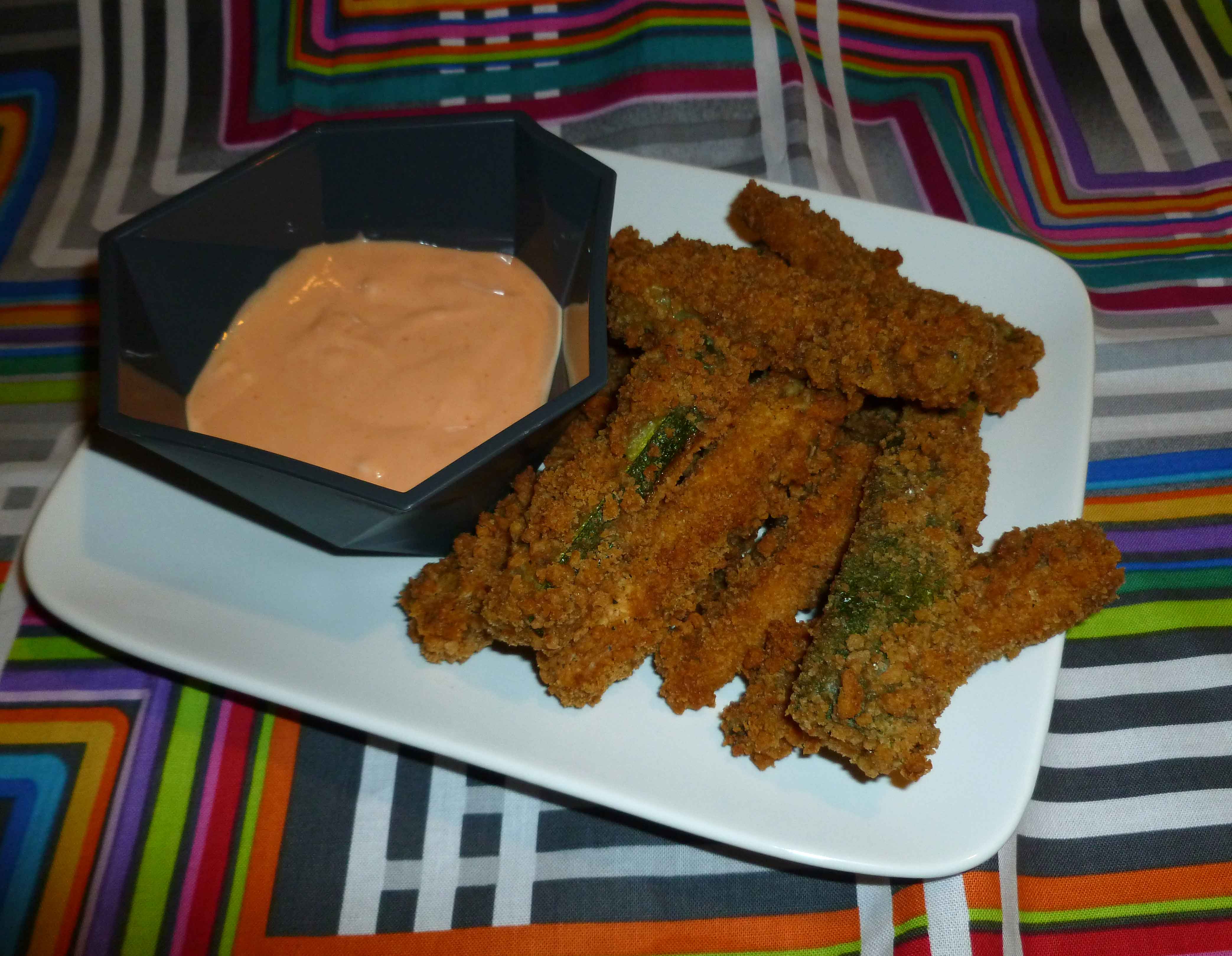 Baked Eggplant and Zucchini Fries with Spicy Mayo Dipping Sauce