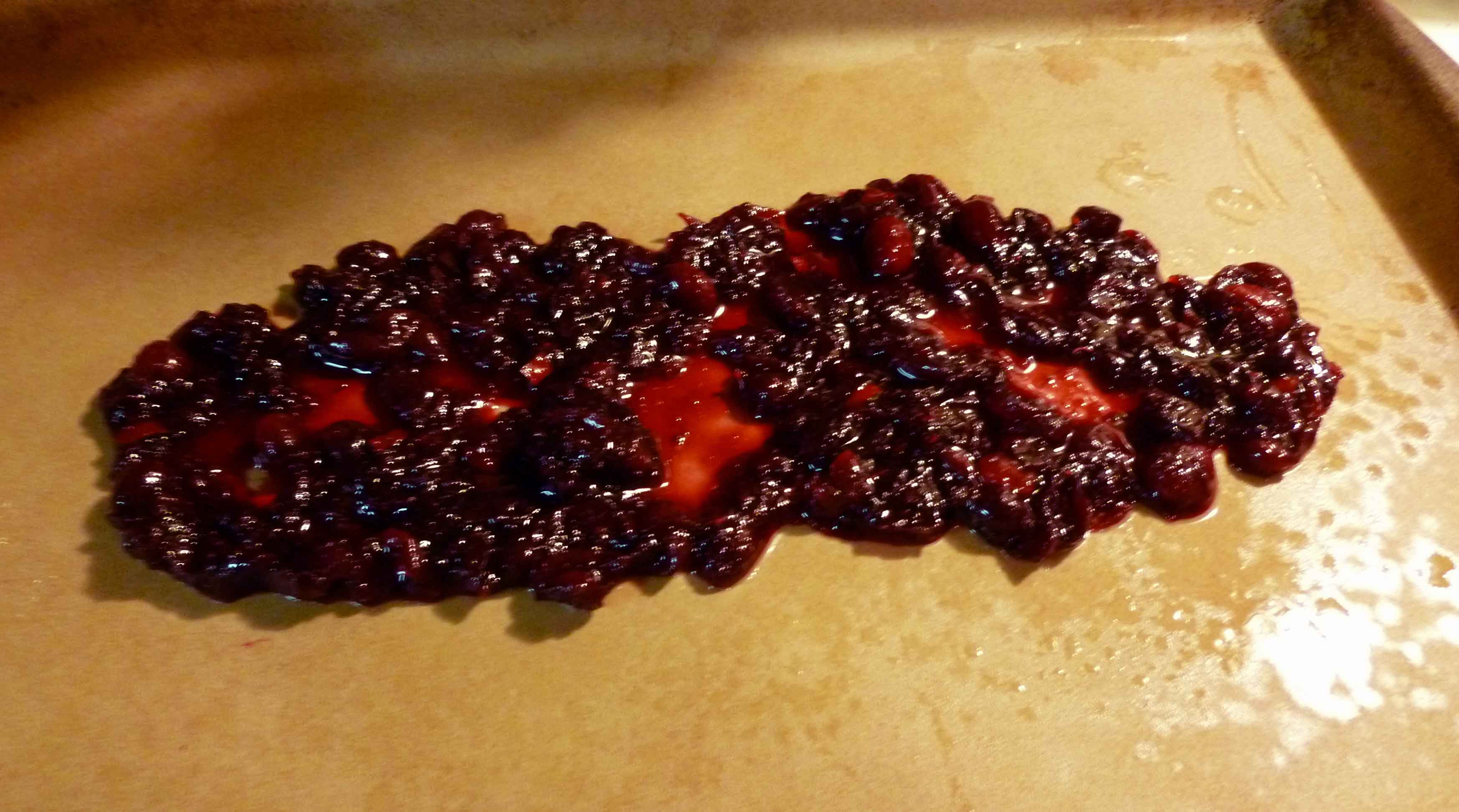 Bed of cranberries for the pork loin.