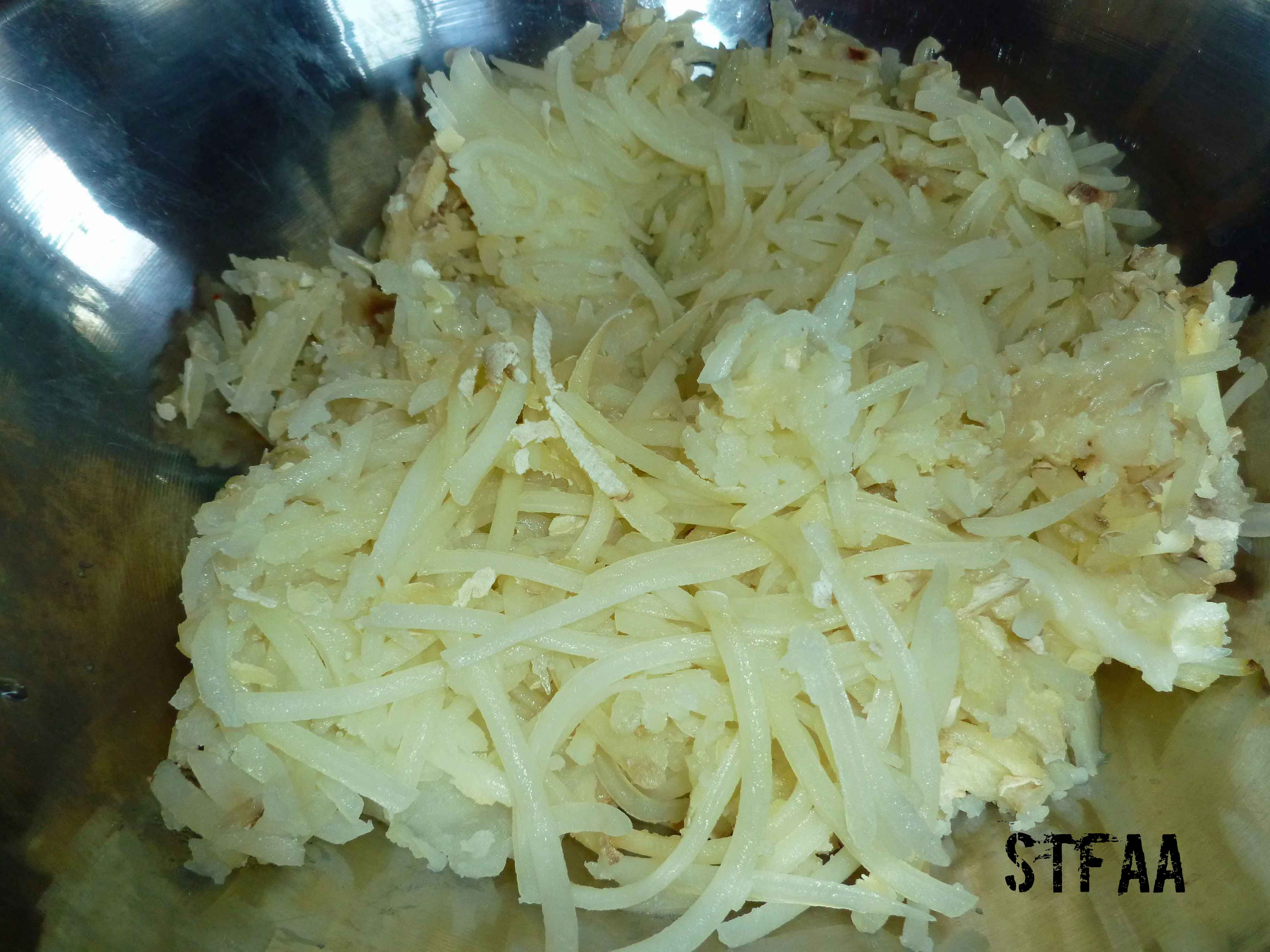 Grated potato after baking