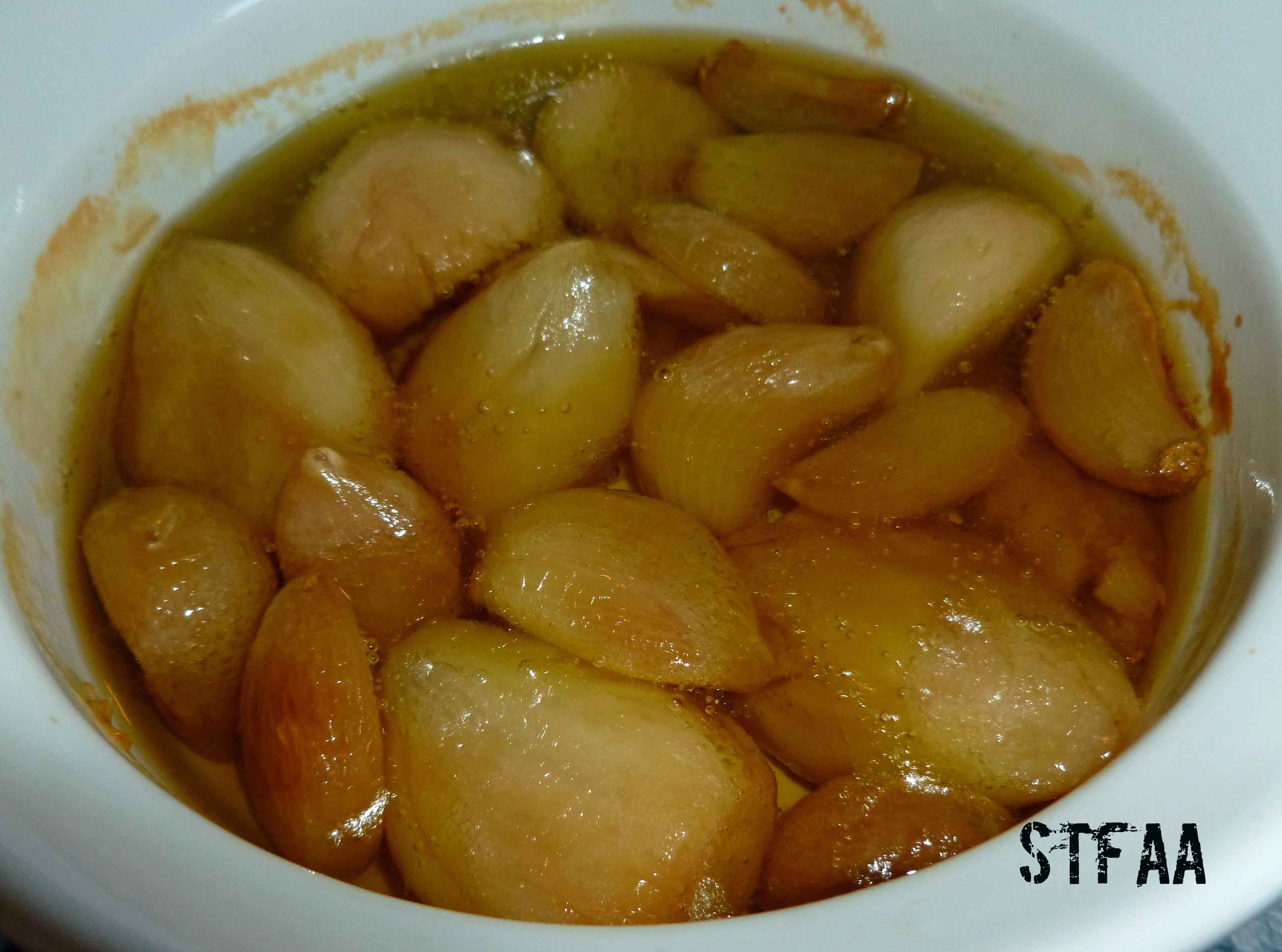 Garlic roasted in olive oil