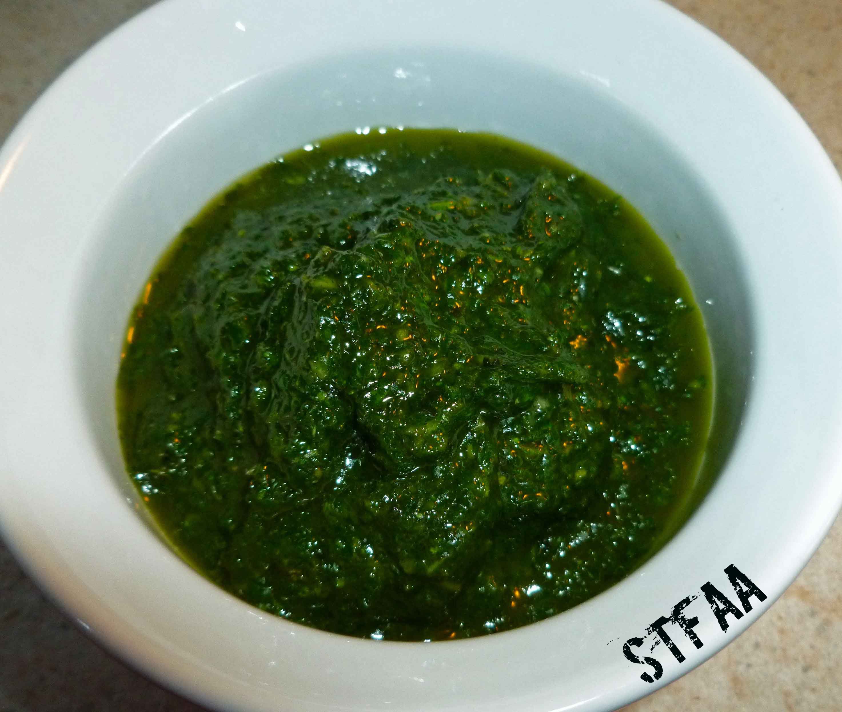 Pesto after blending or processing