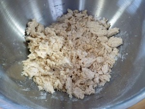 Flour mixture after cutting in lard or shortening