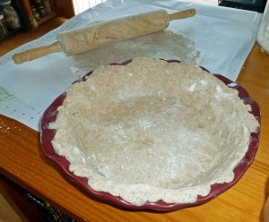 Bottom crust placed in pie pan