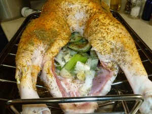 Celery, Onion, Garlic, Sage and Thyme in Goose Cavity