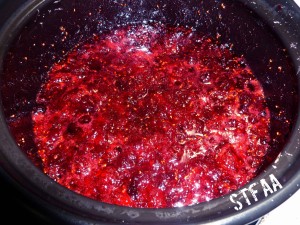 Cranberry mixture after blending