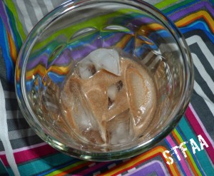 DIY Creme de Cacao Liqueur on the rocks