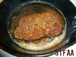 Cube steak with golden brown coating