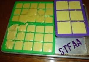 Homemade Margarine, New and Improved in silicone ice cube trays before freezing