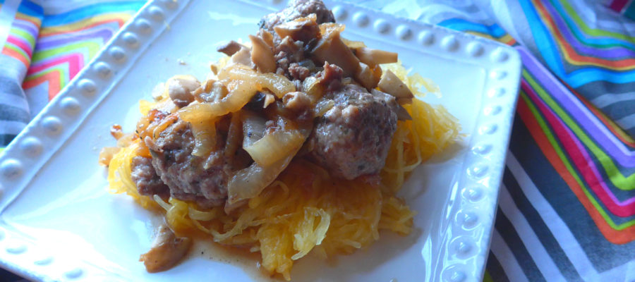 Meatballs with Mushrooms, Onions and Spaghetti Squash