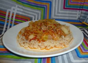 Unstuffed Cabbage Rolls over rice