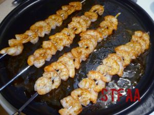 Cajun Seasoned Shrimp Skewers after cooking