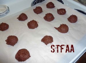 Whoopie Pie batter on parchment lined cookie sheets