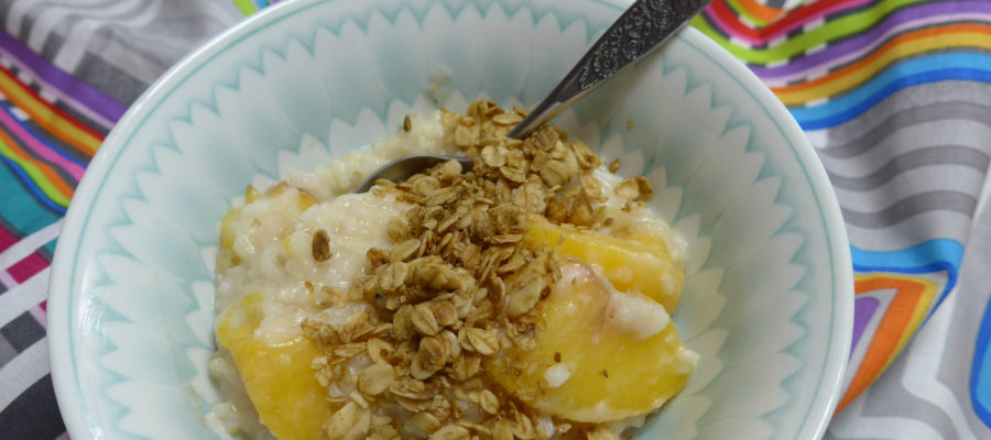 Rice and Peaches Breakfast Porridge