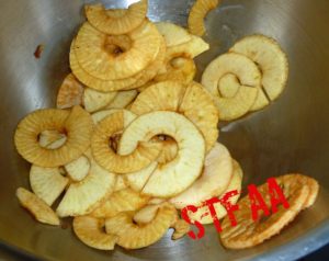 Peeled, cored, and sliced apples