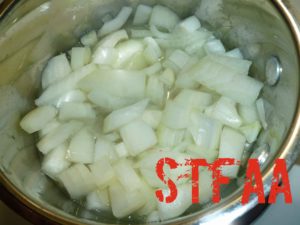 Onions, salt and juice of 3 limes in small sauce pan