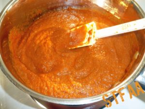 Sauce returned to sauce pan to simmer 