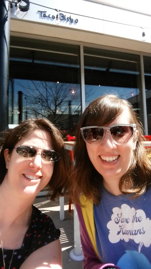 MaryKate and Corinne of sparecake.com at some taqueria in Denver